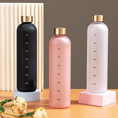 Bottiglia d'acqua da 1 litro con indicatore del tempo, 32 once, per fitness, sport, viaggi all'aperto, portatile, a prova di perdite, senza BPA, smerigliata, per bevande