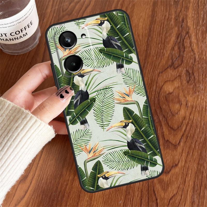 Retro Banana Leaf Plant For Realme 15 14 11 12 13 Pro Plus C35 C71 C75 C65 C55 C63 C61 C53 C51 C67 GT6 GT7 Pro Case