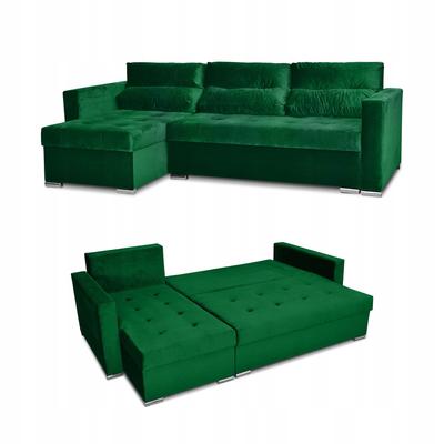 Varius Corner Sofa Bed with Sleeping Function Family Furniture Corner Green Velvet