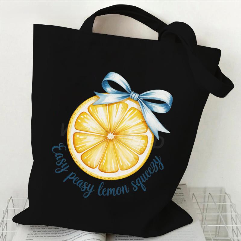 

New summer lemon bow canvas bag exquisite student tutoring bag shoulder bag women s large capacity No Spec