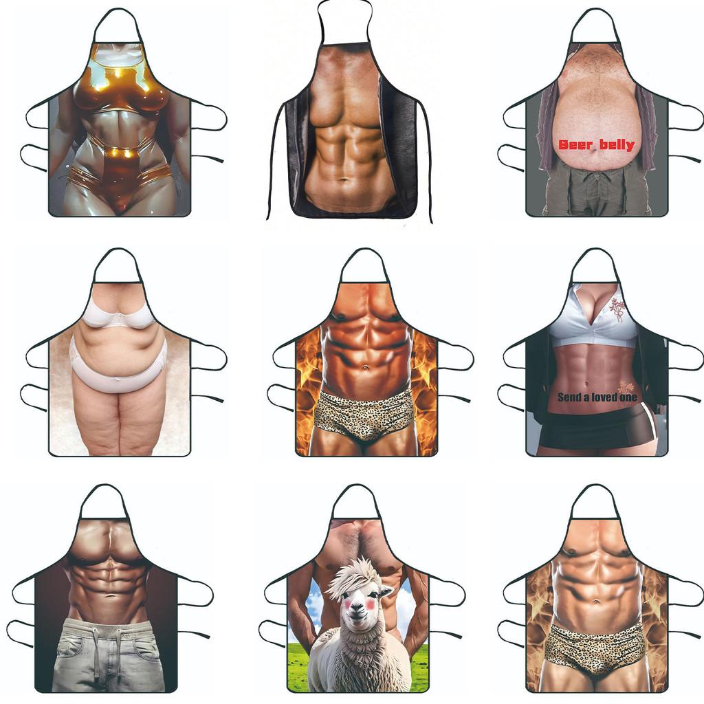 Creative Funny Character Print Waterproof Apron For Kitchen Cooking Home Use