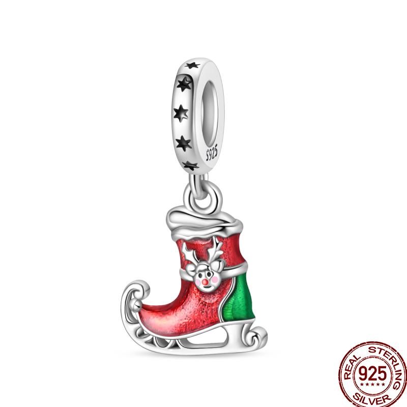 Copper Copper Snowman Gingerbread Santa Claus Ornaments Beads Suitable For 3Mm Original Bracelet Diy Jewelry