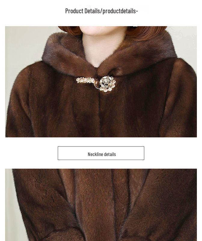 2026 Women's Mid-Length Hooded Faux Mink Fur Coat
