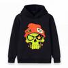 Kids Boys Girls Cozy Pullover Hoodie, Cool Cartoon Green Skull With Orange Beanie Star Graphic Casual Long Sleeve Hooded Sweatshirt For  Streetwear