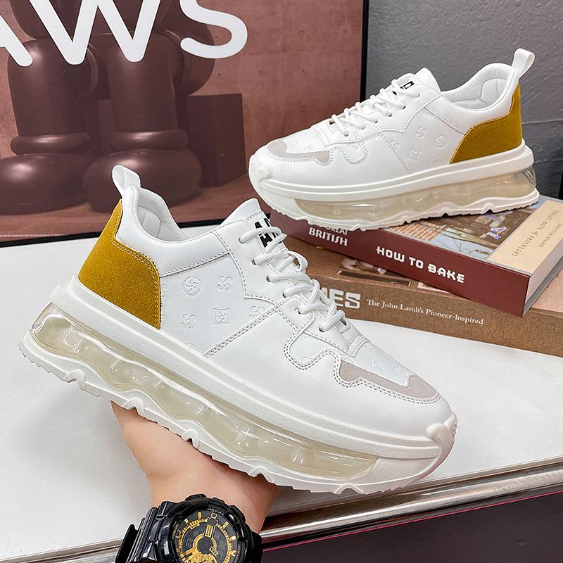 Chunky Sneakers Mens Designer Air Cushion Running Shoes Fashion Casual Microfiber Leather Fabric Height Increased Platform Shoes