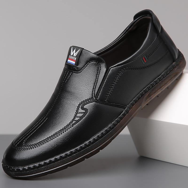 Cow tendon sole comfortable men's shoes autumn new soft-soled casual shoes pedal trend versatile non-slip men's leather shoes