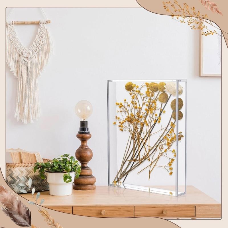 Akrylová vitrína DIY Stolní rámeček na vystavení Průhledná krabička na vzpomínky pro sušené květiny do místnosti/na narozeniny/svatby/večírky