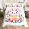 Cute Rabbit 3D Printed Duvet Cover Set 2 Pieces Bedding Soft Easy Care With Zipper Closure And Pillowcases For Teens And Adults
