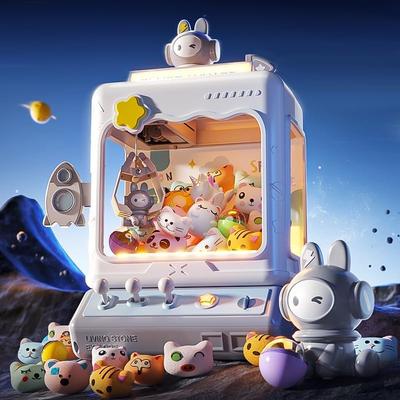 Skirfy Crane Game Toy, Educational Tabletop Game with Rabbit Design, 3 Joysticks, Ambient Music, Adjustable Volume, Coin Operated, Strong Grip, 2