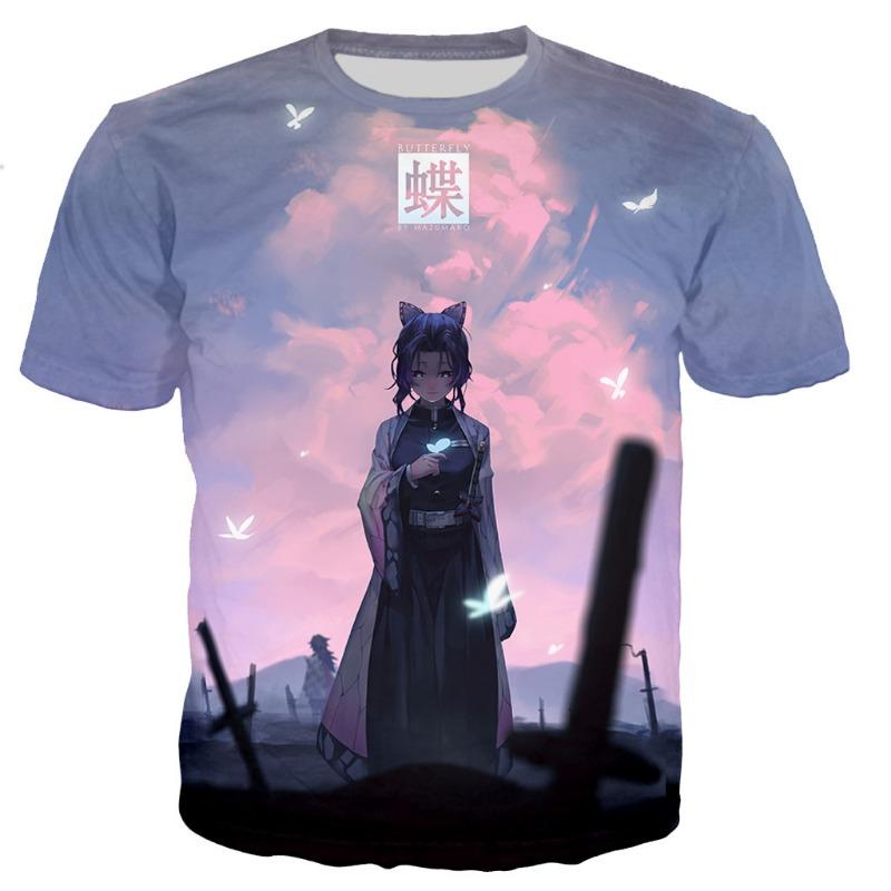 Toyo Cosplay Demon Slayer Kochou Shinobu T Shirt Men Women 3D Printed T-shirts Casual Harajuku Style Tshirt Streetwear Tops