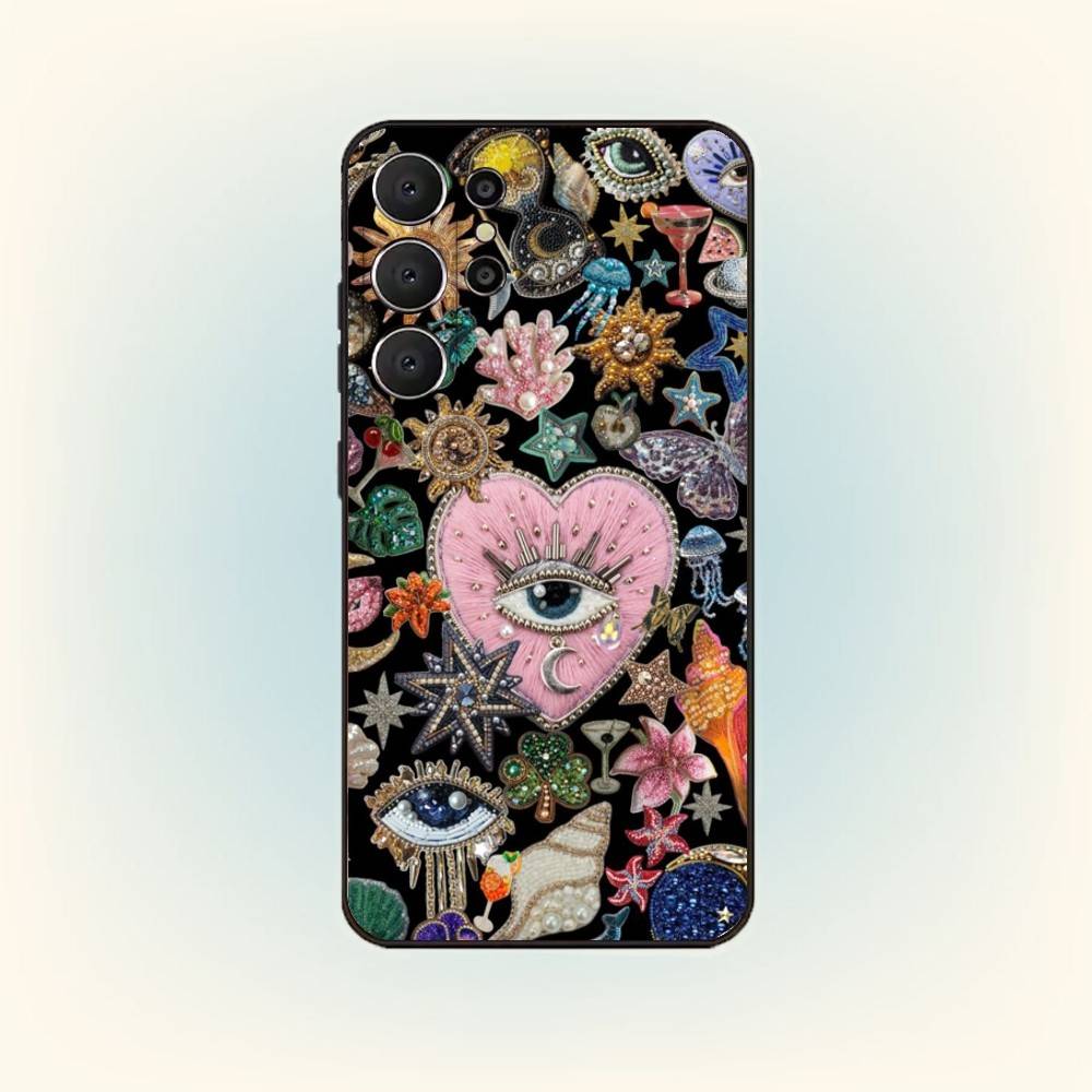 Lucky Eye Blue Evil Eyes Phone Case For Samsung S26,S25,S24,S21,S22,S23,S30,Ultra,S20,FE,Lite,10,9,Black Cover