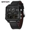 Sanda Brand Business Sports Square Dual Display Men's Quartz Waterproof Led Analog Digital Countdown Electronic Male Watch