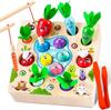 COOLJOY Montessori 2-in-1 Magnetic Fishing Game for Children Aged 2 and Above, Wooden Toy, Montessori Toy from 2, 3 Years, Authorised Patent