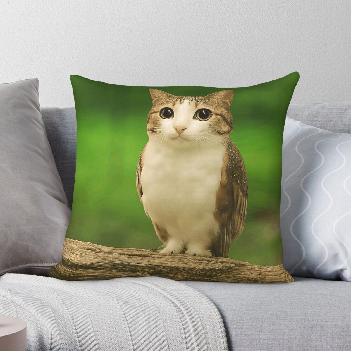 Exquisite Ornaments Unisex Meowl Cat Owl Meme Pillowcase Polyester Linen Velvet Pattern Zip Decorative Pillow Case Sofa Seater Cushion Cover