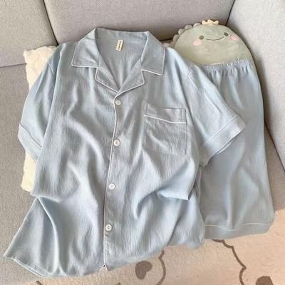 Men's Luxury Pajama Set Solid Color Short Sleeve Lapel Top And Elastic Shorts Plus Size Pajamas Summer Loungewear Sleepwear