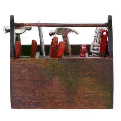 1Zestaw 1:12 Miniaturowa skrzynka narzędziowa do domku dla lalek Ręcznie robione akcesoria do domku dla lalek Zestawy narzędzi