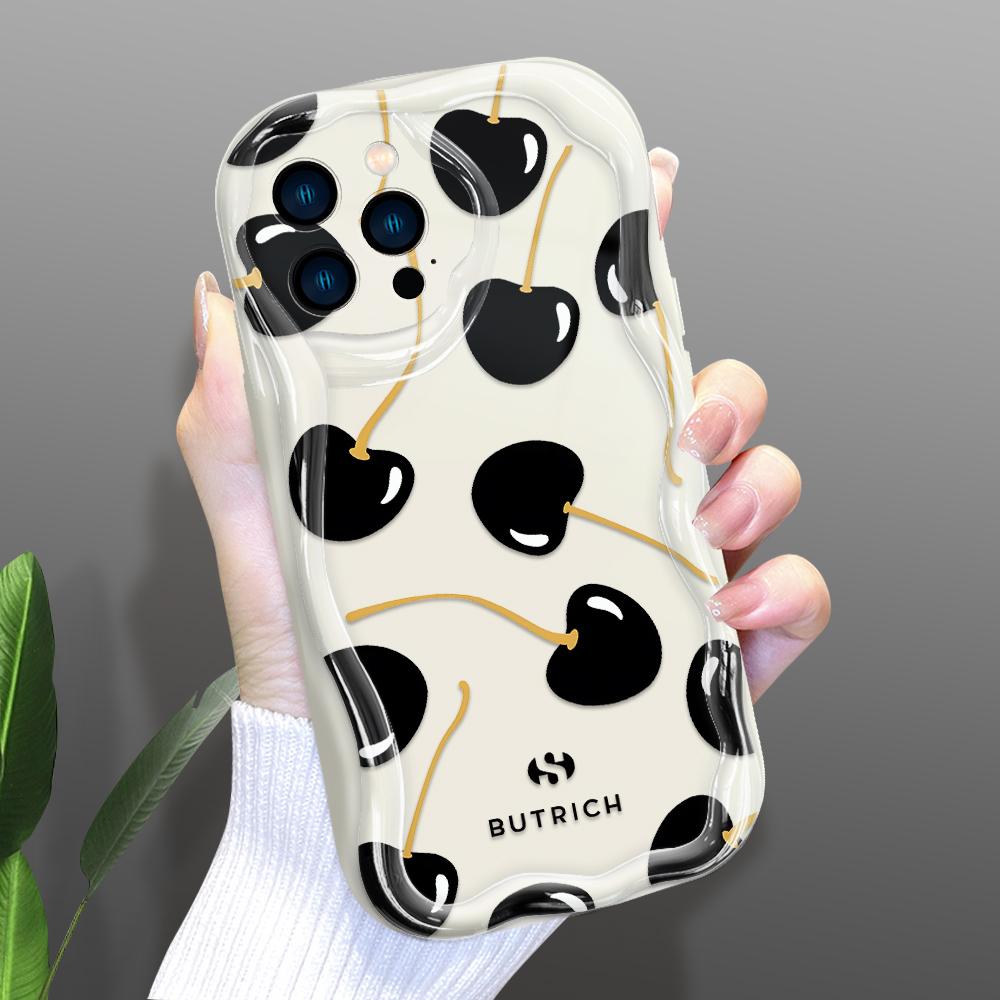 Cartoon Pattern Cream Texture Casing Wavy Edge Soft Silicone Cover Phone Case for IPhone Samsung Huawei Honor Xiaomi Redmi OPPO Realme Vivo Infinix