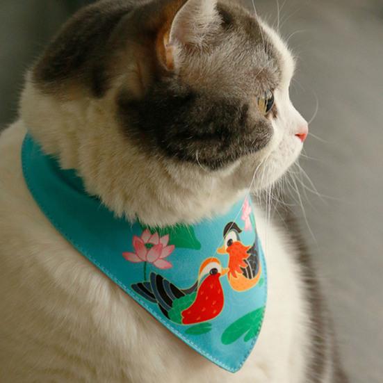 Small Dogs Cats Bibs Exquisite Pattern Bright Color Super Soft Wear Resistant Chinese Style Pet Accessories Bandanas Scarf