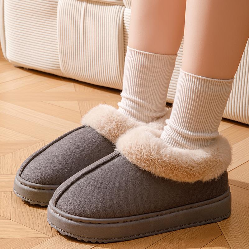 Taschenferse Samt warme Baumwollpantoffeln Winterbekleidung dicker Boden rutschfest Mode vielseitig fußwarm Plüsch Schnee Baumwollschuhe