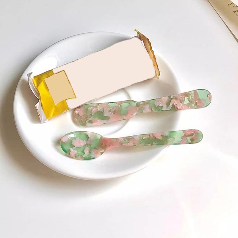 Colorful Acrylic Ice Spoon Cream Coffee Caviar Spoon Stirring Spoons Dessert Spoon Teaspoon Crafts Tableware Party Photo Props