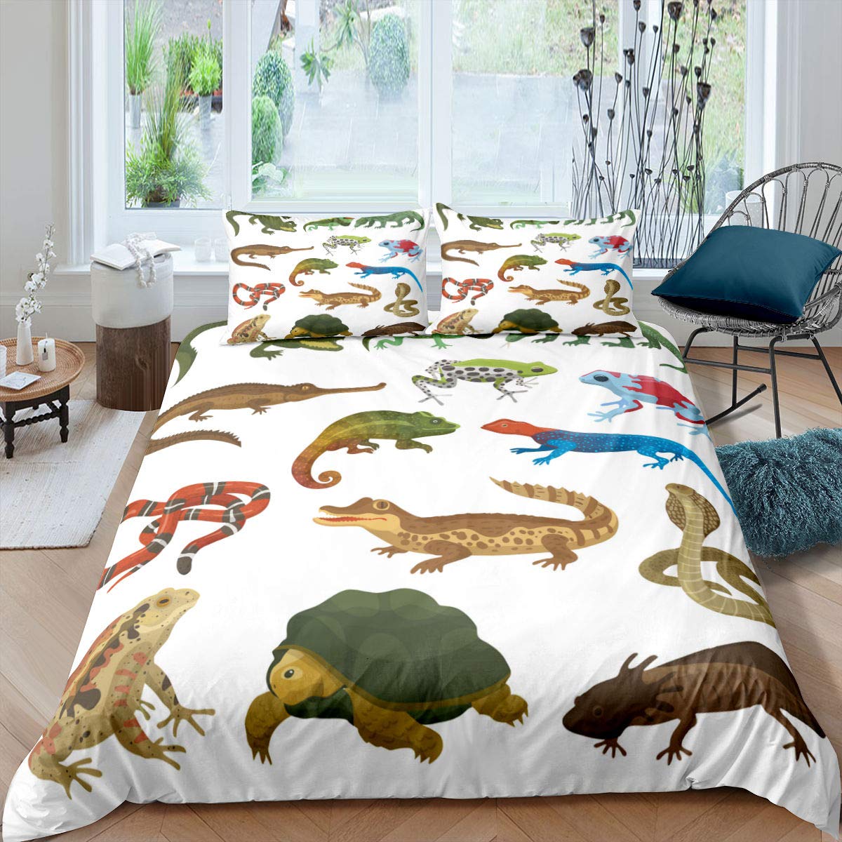 Alligator Dekbedovertrek Set Krokodil Wildleven Patroon Microvezel Beddengoed Set Volwassene Kind Slaapkamer Zacht Dekbedovertrek Met Rits EU Single(135*200cm)3pcs