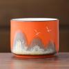 Hand-Painted Distant Mountains Ceramic Tea Tasting Cup Set - Large, Medium, Small with Handle and Gift Box