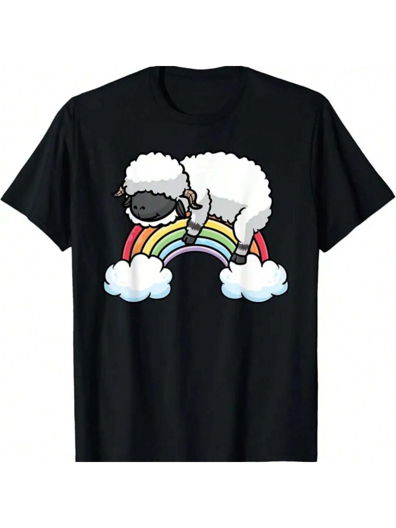 Valais Blacknose Sheep Rainbow Sleeping Pajama Napping T Shirt S разноцветный