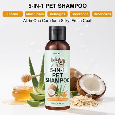 5-In-1 Pet Shampoo Oatmeal Coconut Aloe Vera Honey Formula Soothes Sensitive Skin Odor Remover Softens Fur