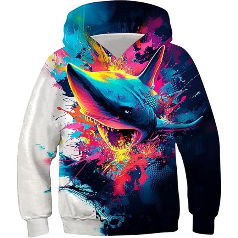 Podzimní Barevný Kreativní Vzor 3D Tištěné Mikiny Módní Ležérní Sportovní Dlouhý Rukáv Dětské Chlapecké Mikiny s Kapucí