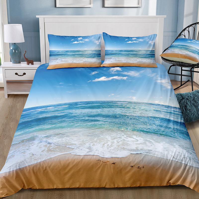 Beach Duvet Cover Twin Full Queen King Size,Ocean Theme Bedding Set for Kids Girls Boys Room Dorm,Coastal Beach Comforter Cover