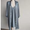 Single nightgown women's imitation silk cardigan spring and autumn new loungewear summer ice silk pajamas sexy kimono morning gown