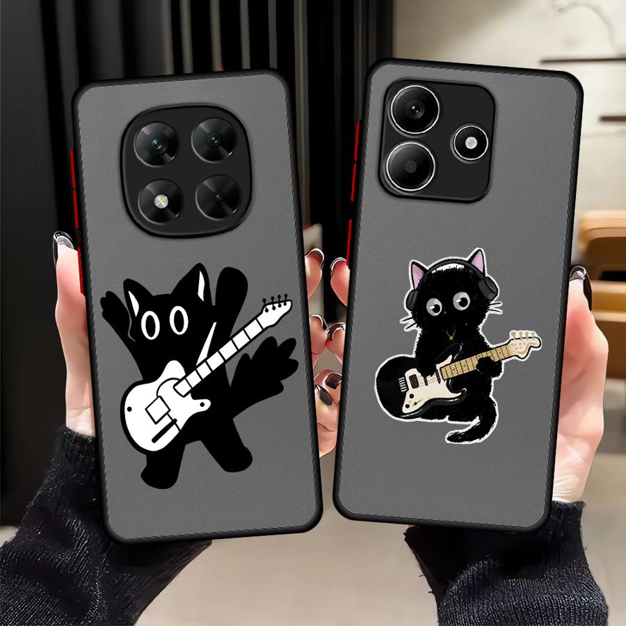 Music Cat Case for Xiaomi Redmi Note 14 11 12 A4 10 13 Pro Plus 13C 9S 14C Funda Back Phone Cover
