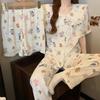 Japanese Doll Collar Cloud Cotton Pajamas Women'S Summer Cartoon Small Fresh Short-Sleeved Loungewear Three-Piece Set