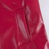 2025 Spring Women's Red Glossy Leather Lapel Jacket – European & American Style
