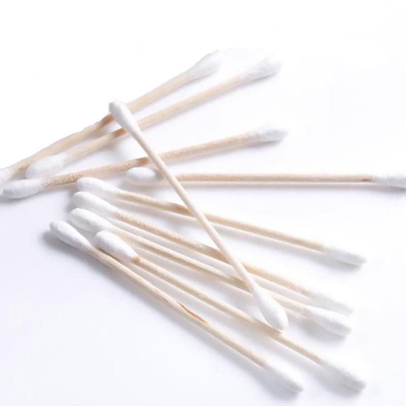 Dual-Ended Cotton Swabs for Ear Cleaning & Makeup Removal - Pointed Wooden Sticks & Disposable Cotton Balls