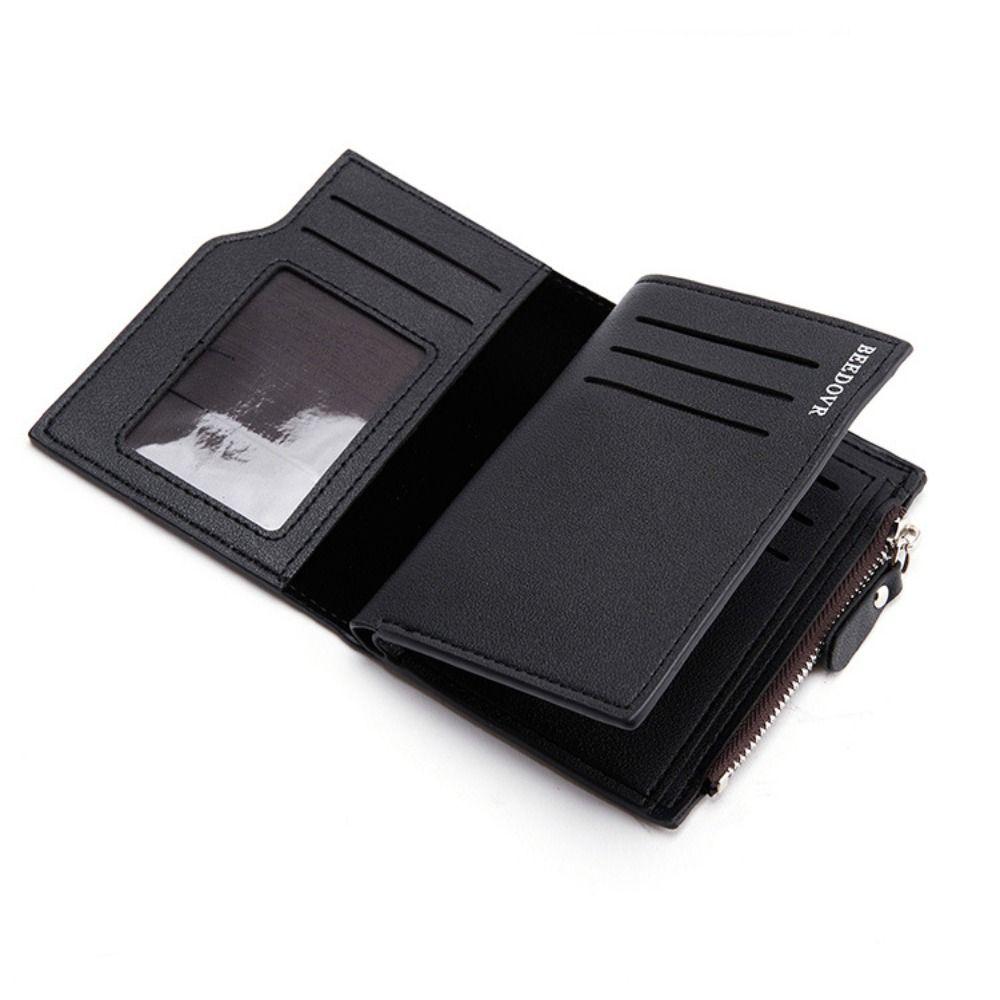 Zipper Men Coin Purse Waterproof Business Card Holder Fashion PU Leather Wallet Business