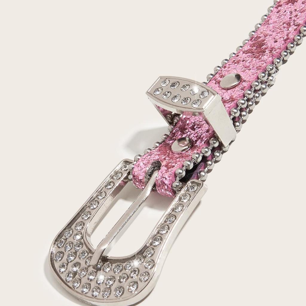 Cintura da Donna Lucida con Strass e Occhielli Completi Sexy per Corpo Vita Larga in Ecopelle Cinghia Decorativa per Pantaloni Jeans Ragazza