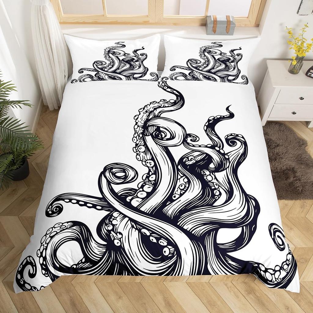 Octopus Bedding Set Twin Octopus Tentacles Bed Duvet Cover Sea Animals Comforter Cover Ocean Theme Quilt Cover With 2 Pillowcase