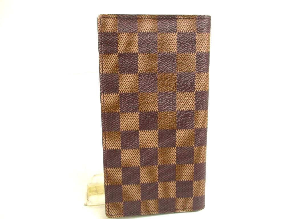 Authentisches LOUIS VUITTON Damier Braun Leder Klappe Scheckbuch Geldschein Portemonnaie #a855 Geöffnete Schachtel