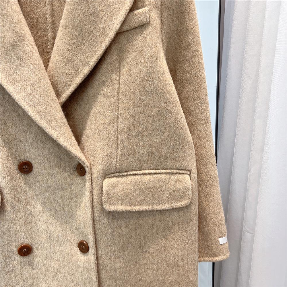 2024 Autumn/Winter Korean High-End Double-Sided Cashmere Suit Coat for Women - Thickened Grey Woolen Coat
