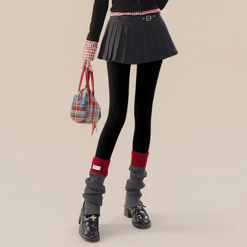 Dámské retro punčochové kalhoty s copánkovým vzorem a sametovým povrchem - Vysoký pas, zeštíhlující, japonský styl, univerzální sladké podzimní a zimní ponožky