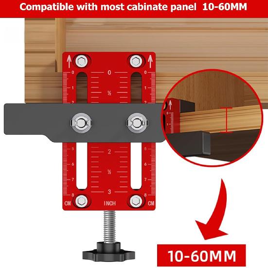 Cabinet Door Installation Positioner, Door Hinge Jig, Adjustable Aluminum Alloy Cabinet Hardware Jig Compatible for Most Cabinet Doors