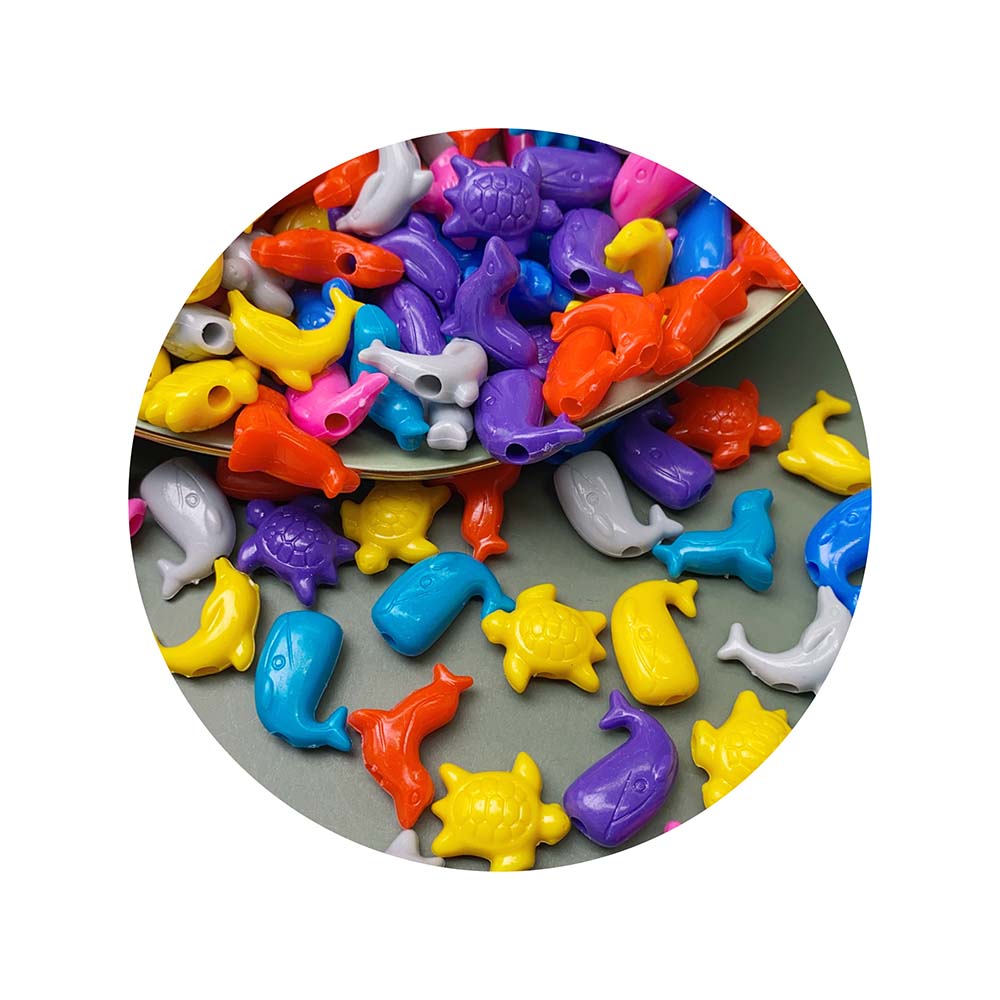 Solid Artificial Dolphins Whales Turtles Ocean Acrylic Beads for Earrings Necklace Keychain Phone Chain Beaded Pens Beads DIY