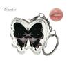 Solid Lip Gloss with Butterfly Keychain Long-lasting High Pigment Moisturizing Hydrating Mirror Water Lip Tint Stain Glaze Women Girls Lipstick