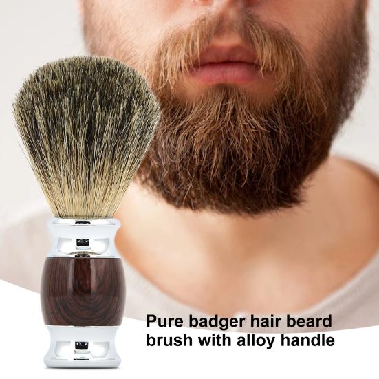 Badger Hair Shaving Brush Alloy Handle Professional Shaving Tool Men Facial Beard Cleaning Tool for Barber Shop