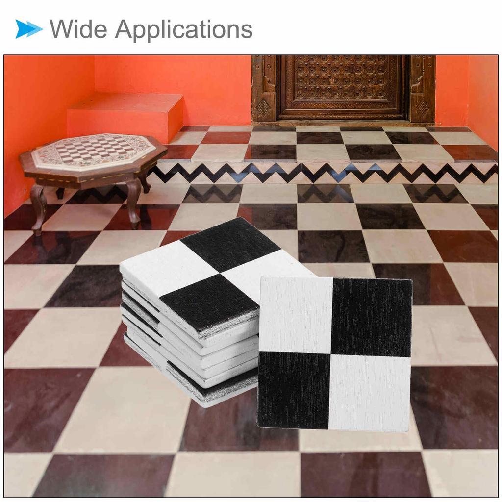 CoCud Dollhouse Square Wooden Miniature Floorboards Dollhouse Pack of 27 Flooring, 1.18" (Black/White) - (Use Decoration)