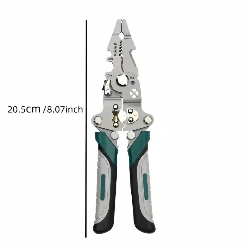 Wire Stripping Pliers Multi-Function Electrician Tool With Crimping Cutting and Wrench Features Foldable Design for Easy Storage