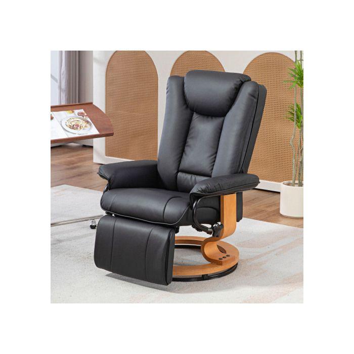 Fernsehsessel - MUVOE - Verstellbar und drehbar - Schwarzes Leder - Max. Belastung. 150 kg - Ultimer Komfort