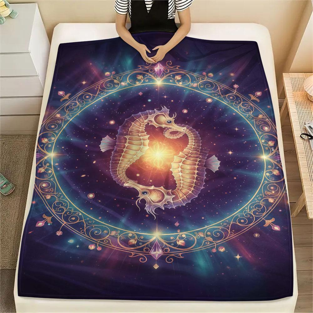 1Pc StarAnimals Print Flannel Blanket, High quality Comfortable for All Seasons, Home Decor, Warmth and Comfort, Perfect for Christmas Gifts
