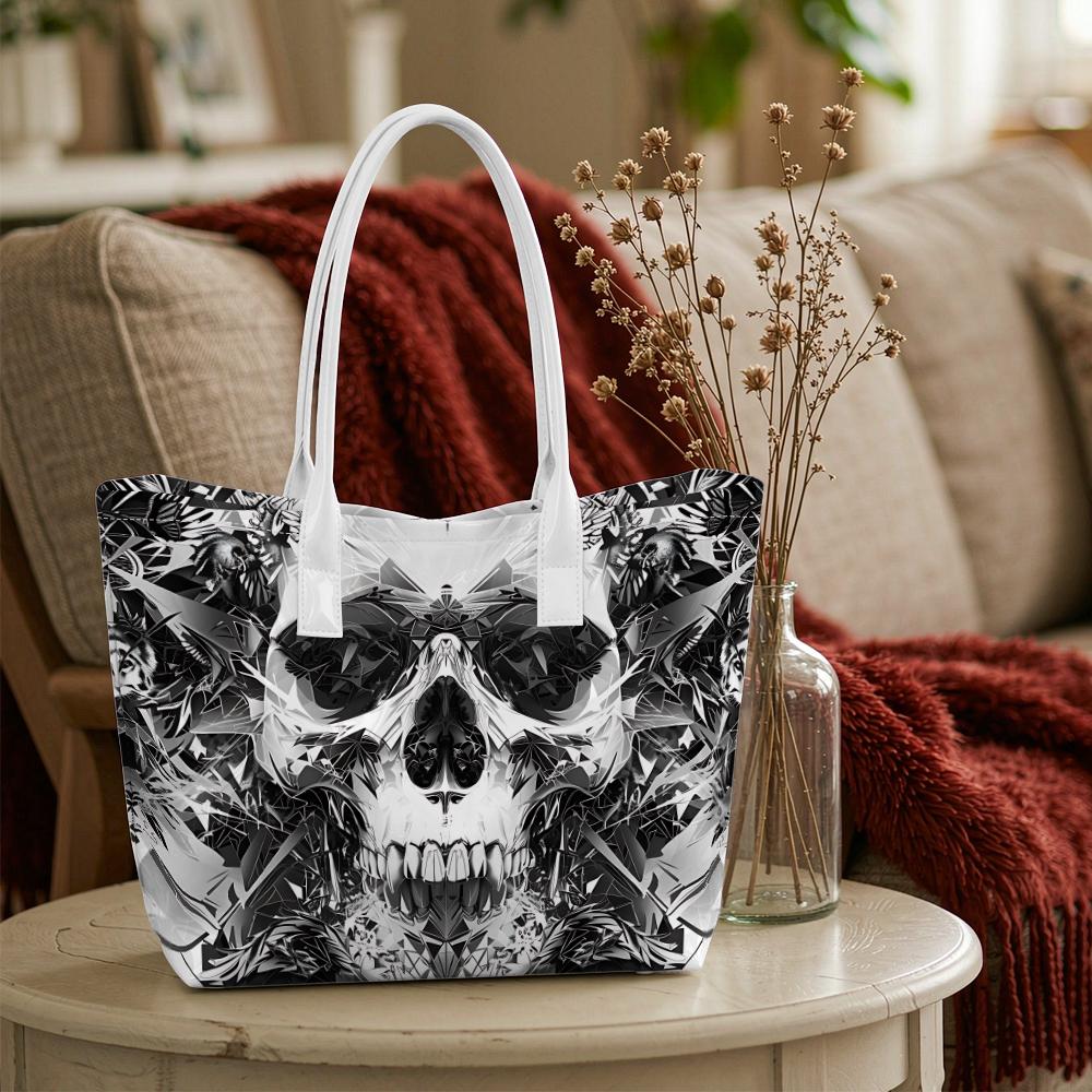 Gothic Skull Pattern Tote Bag Fashion Large Capacity Daily Carry Handbag